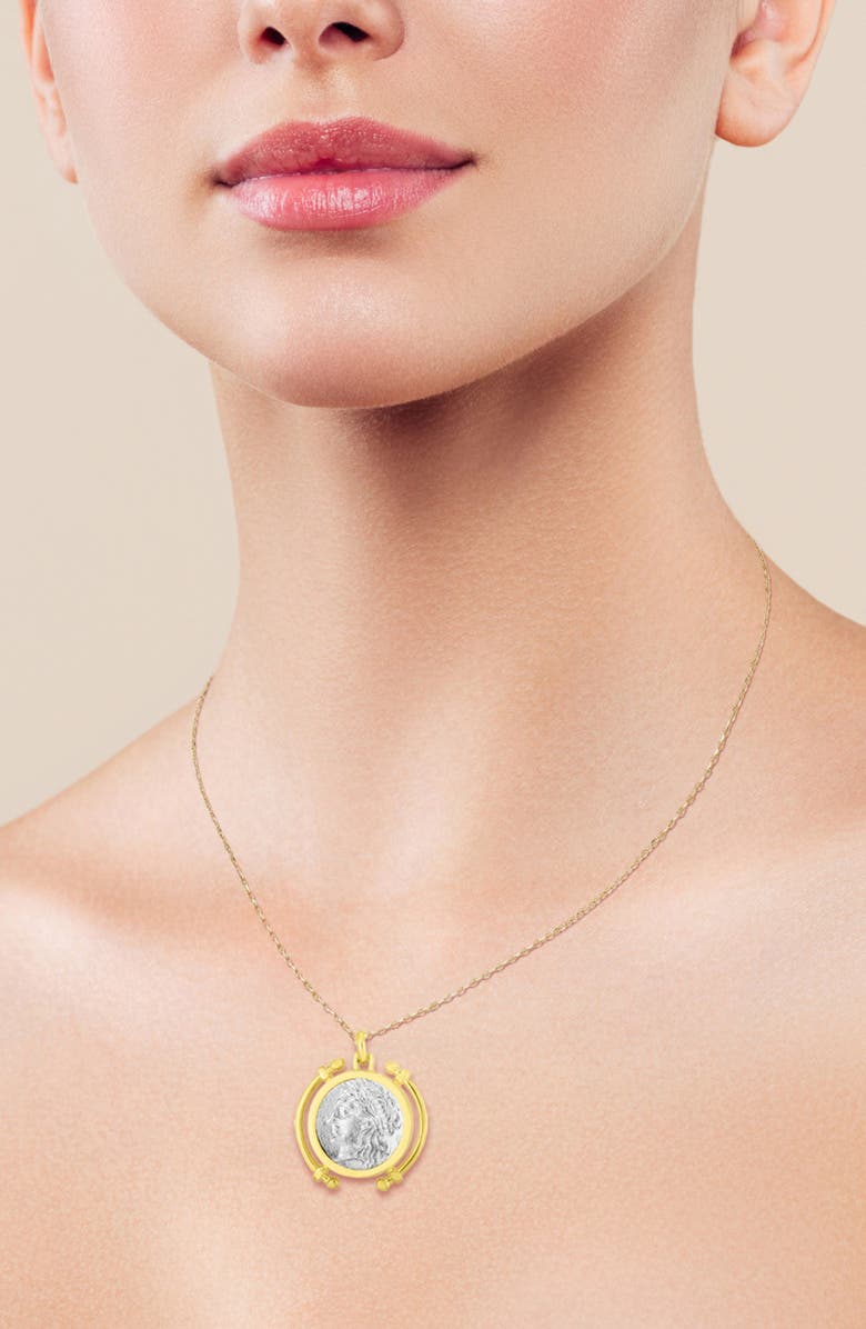 SPHERA MILANO Coin Pendant Necklace, Alternate, color, Gold