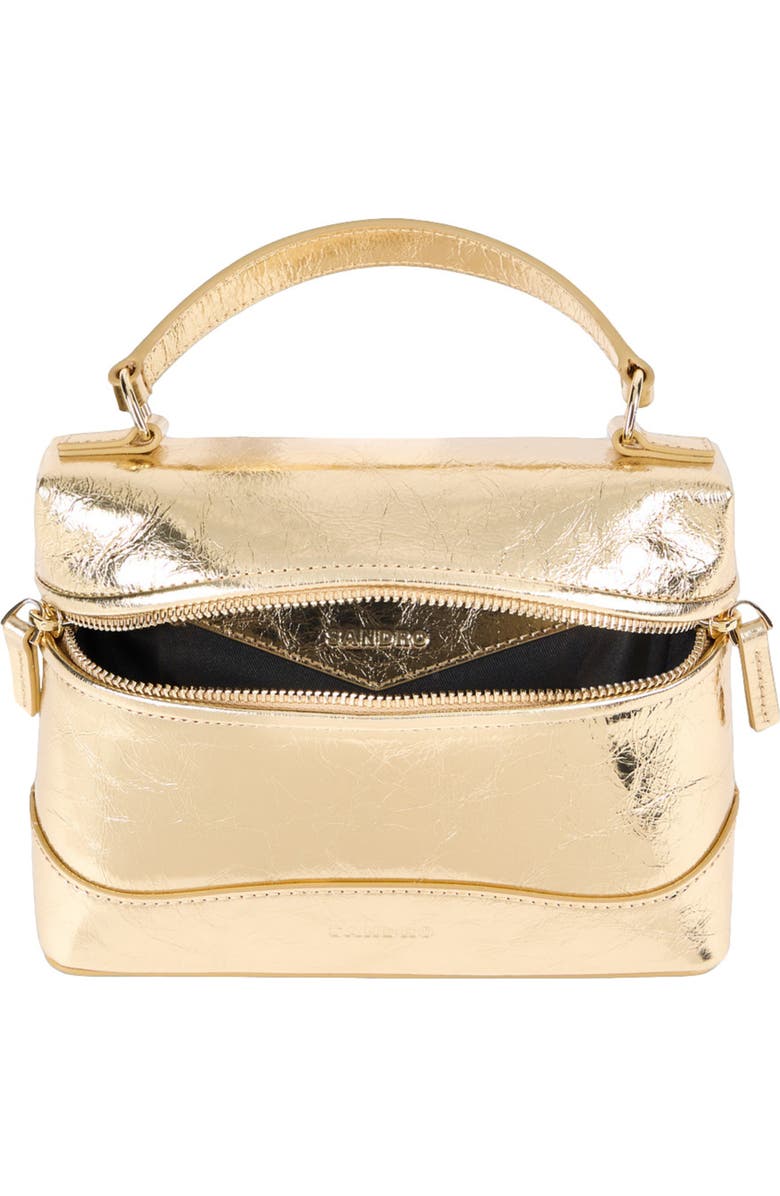 SANDRO Tangolino metallic leather bag, Alternate, color, Gold