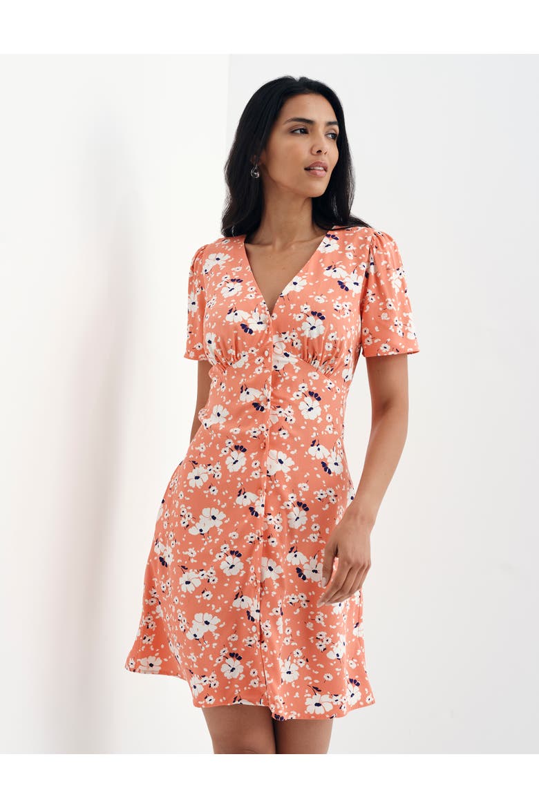Orlagh Floral Short Dress, Alternate, color, Orange Floral