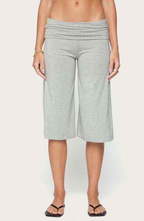 Shirly Wide Leg Foldover Capri Pants