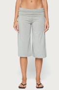 EDIKTED Shirly Wide Leg Foldover Capri Pants