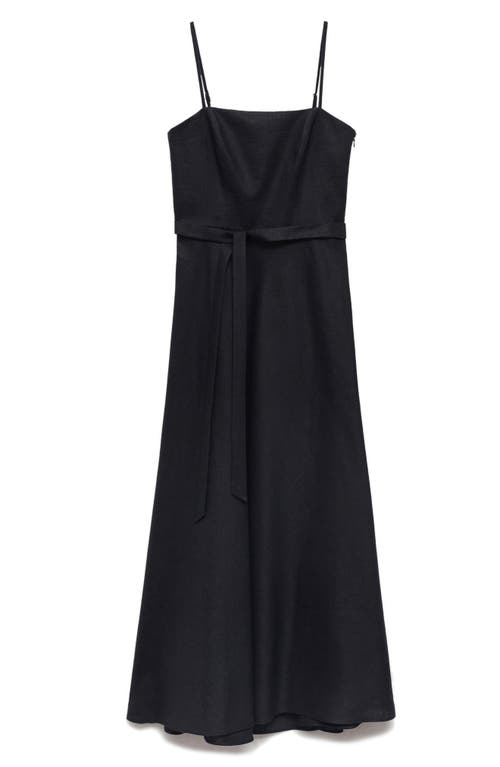Mango Bow Linen Sundress In Black
