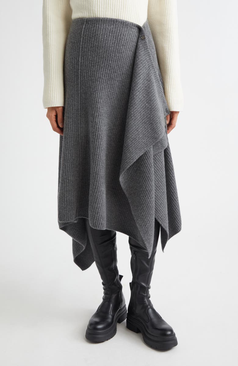 EENK Layered Rib Wool Sweater Skirt, Main, color, Grey Wool