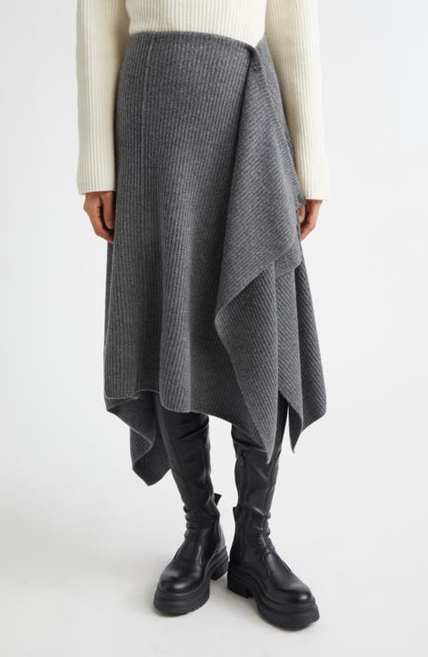 Layered Rib Wool Sweater Skirt