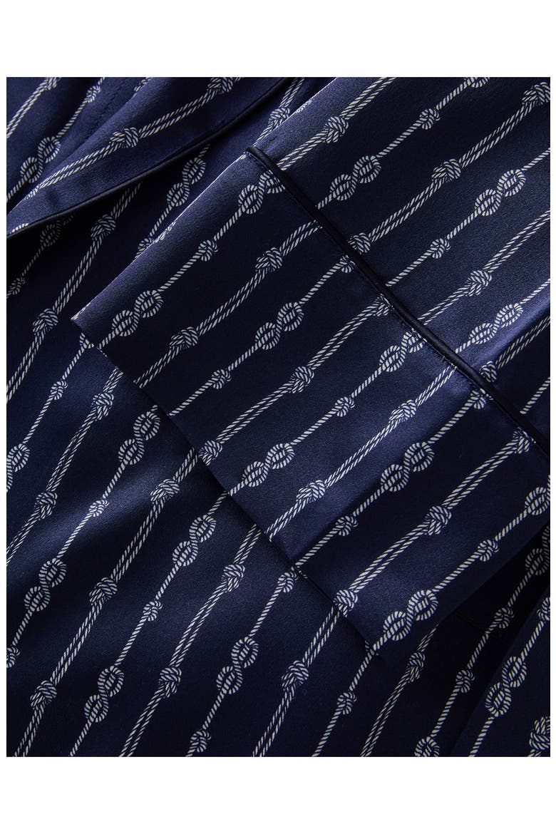 Nautical Stripe Mulberry Silk Robe, Alternate, color, NAVY