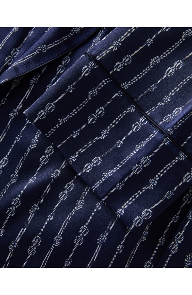 Petite Plume Nautical Stripe Mulberry Silk Robe, Alternate, color, 