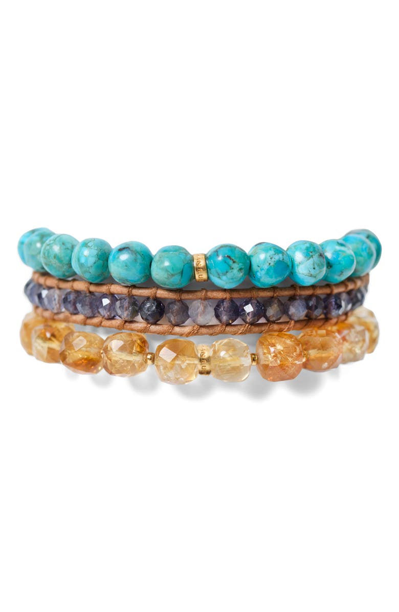 Chan Luu Trinity Turquoise Bracelet Set, Main, color, Turquoise