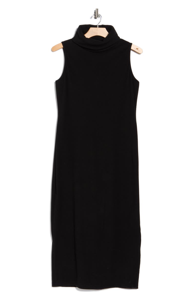 Renee C Sleeveless Ribbed Turtleneck Dress, Alternate, color, Black