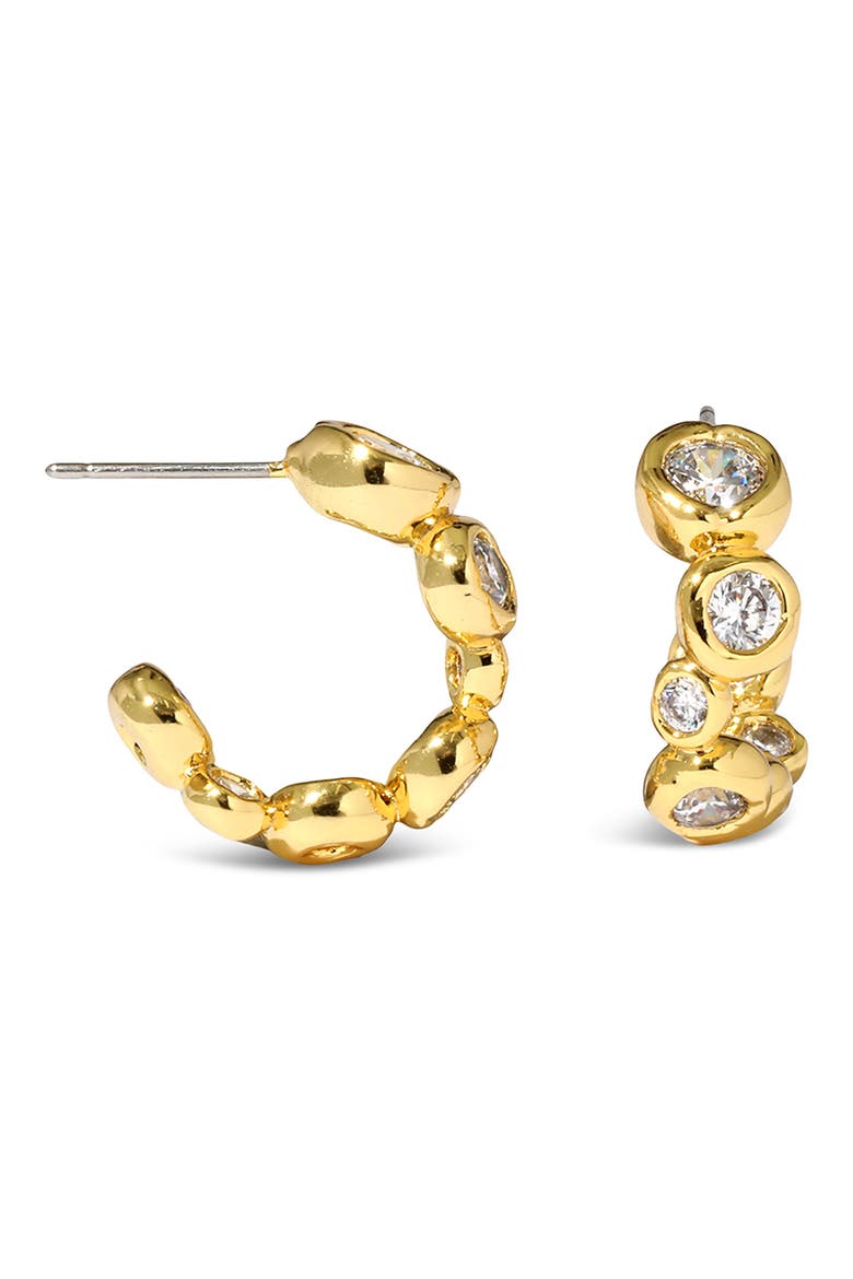 Asterales Small Hoop Earrings, Alternate, color, STONES/ YELLOW GOLD