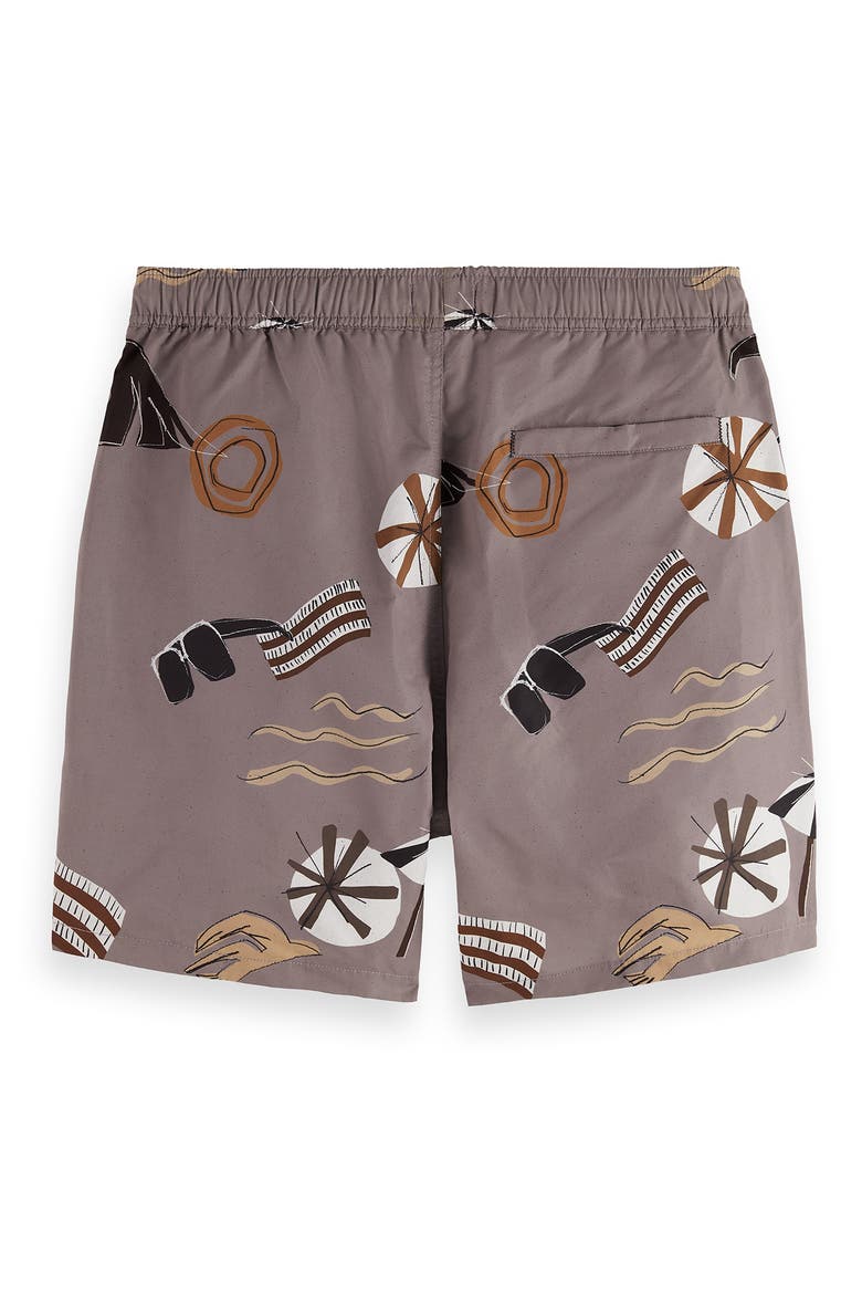 Print Mid Length Swim Trunks, Alternate, color, CUTOUT BEACH BROWN A