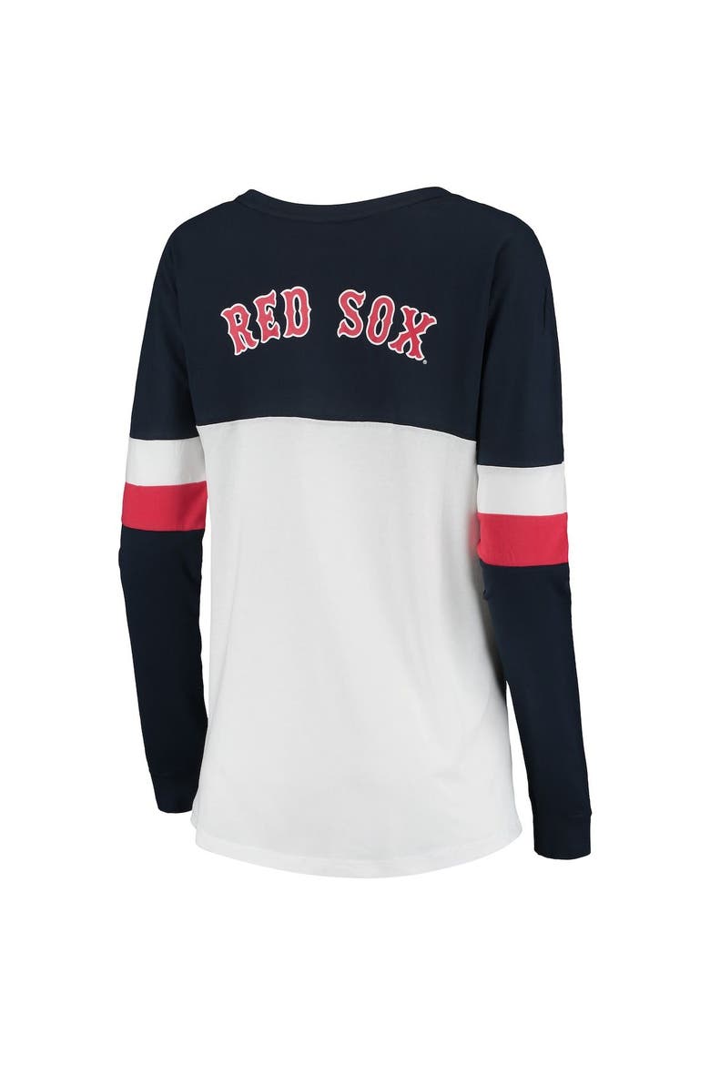 Women's New Era White/Navy Boston Red Sox Lace-Up Long Sleeve T-Shirt, Alternate, color, White