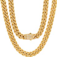 HMY JEWELRY Men's 18K Gold Plated Stainless Steel Necklace