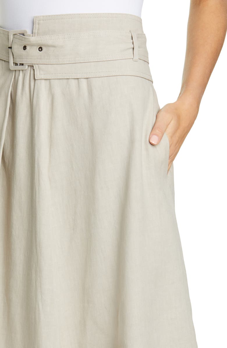 Fabiana Filippi Belted Stretch Linen & Cotton Midi Skirt, Alternate, color, 