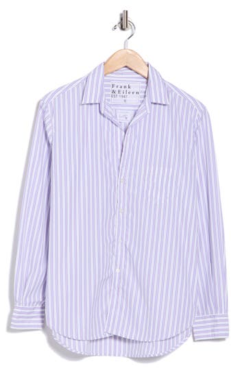 Frank & Eileen Stripe Relaxed Cotton Button-up Shirt In Blue