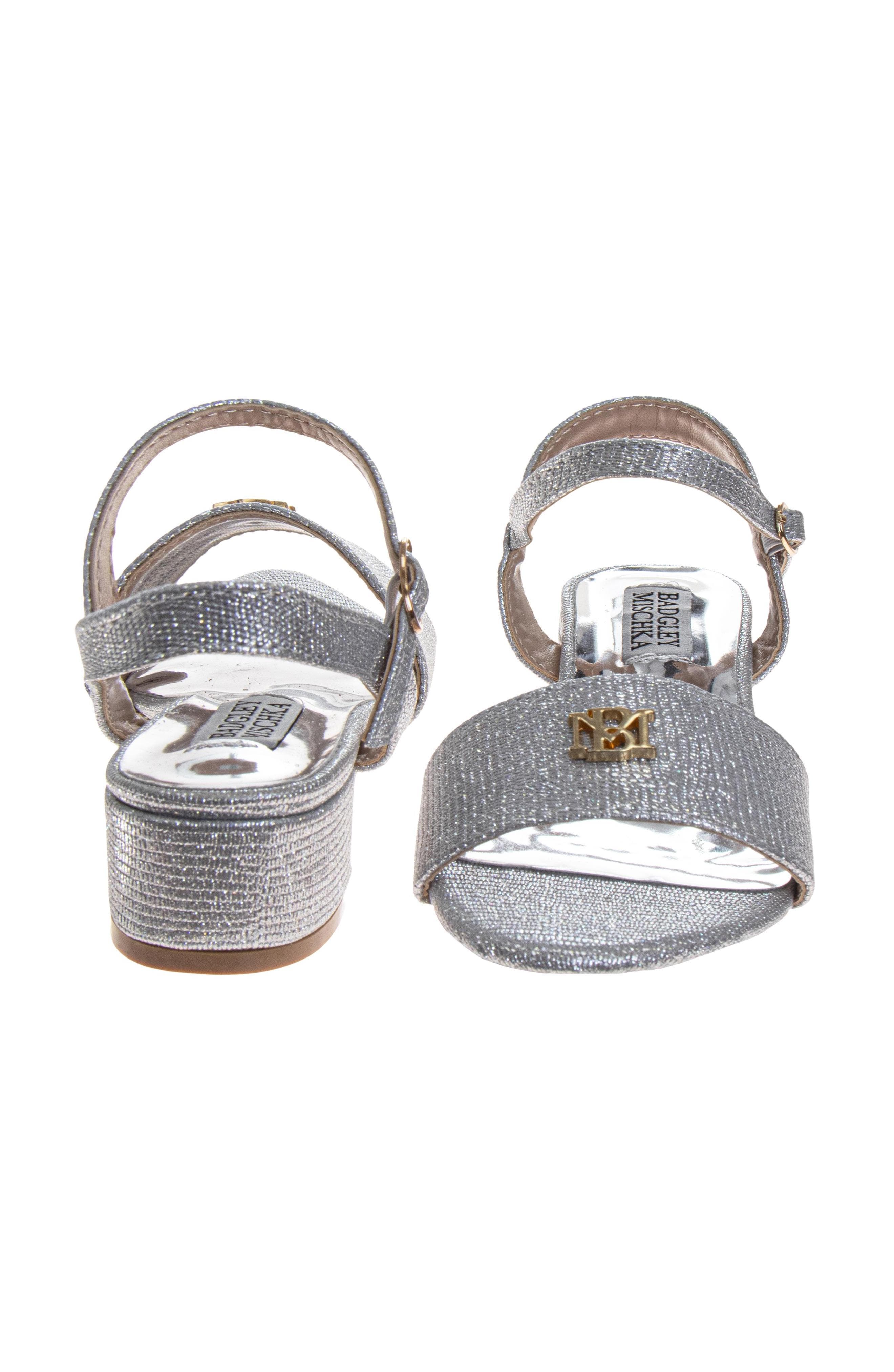 Dress Sandals for Girls Elegant Rhinestone Ankle Straps, Alternate, color, Silver