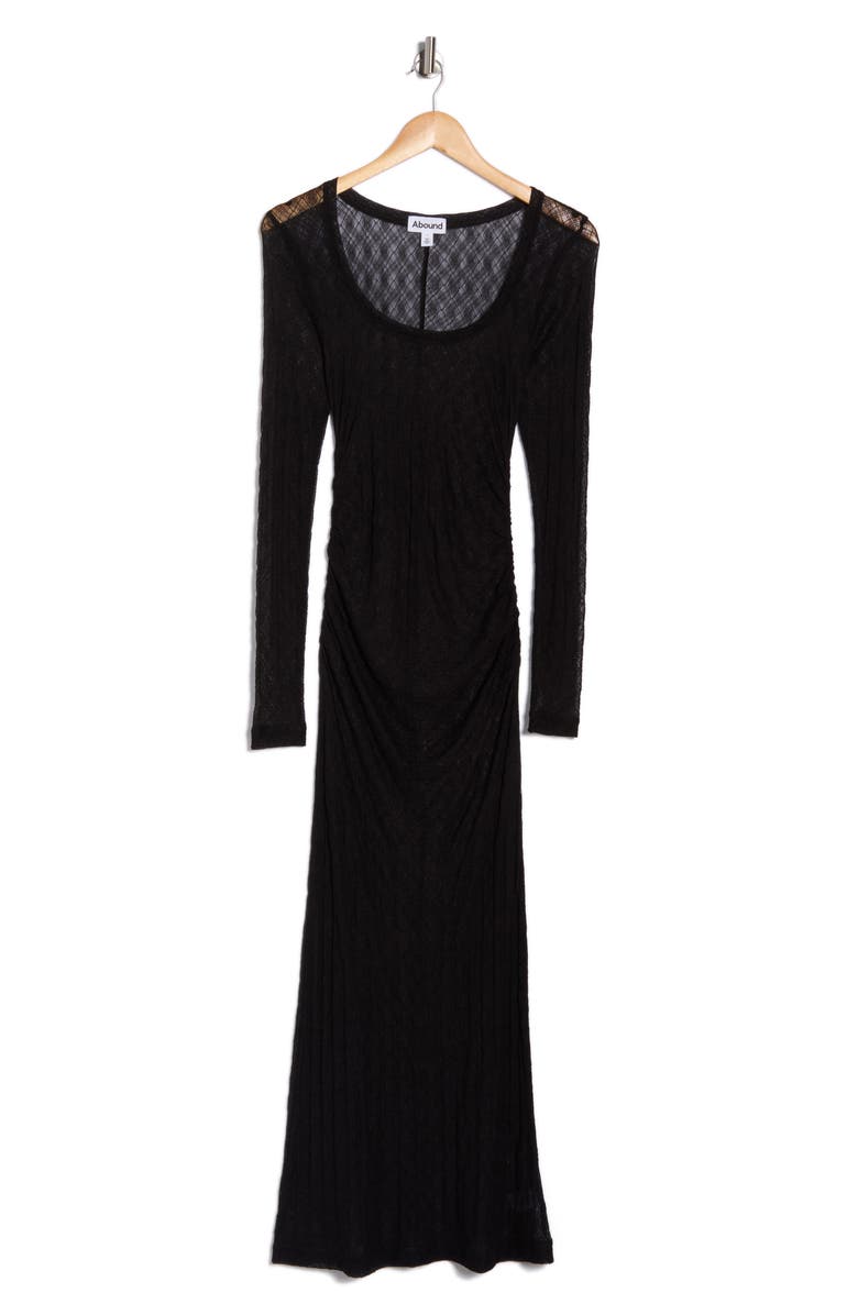 Abound Long Sleeve Sheer Lace Cover Up Dress, Alternate, color, Black