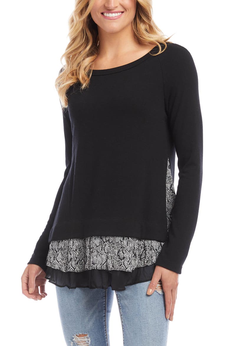 Snake Print Detail Sweater, Main, color, BLACK