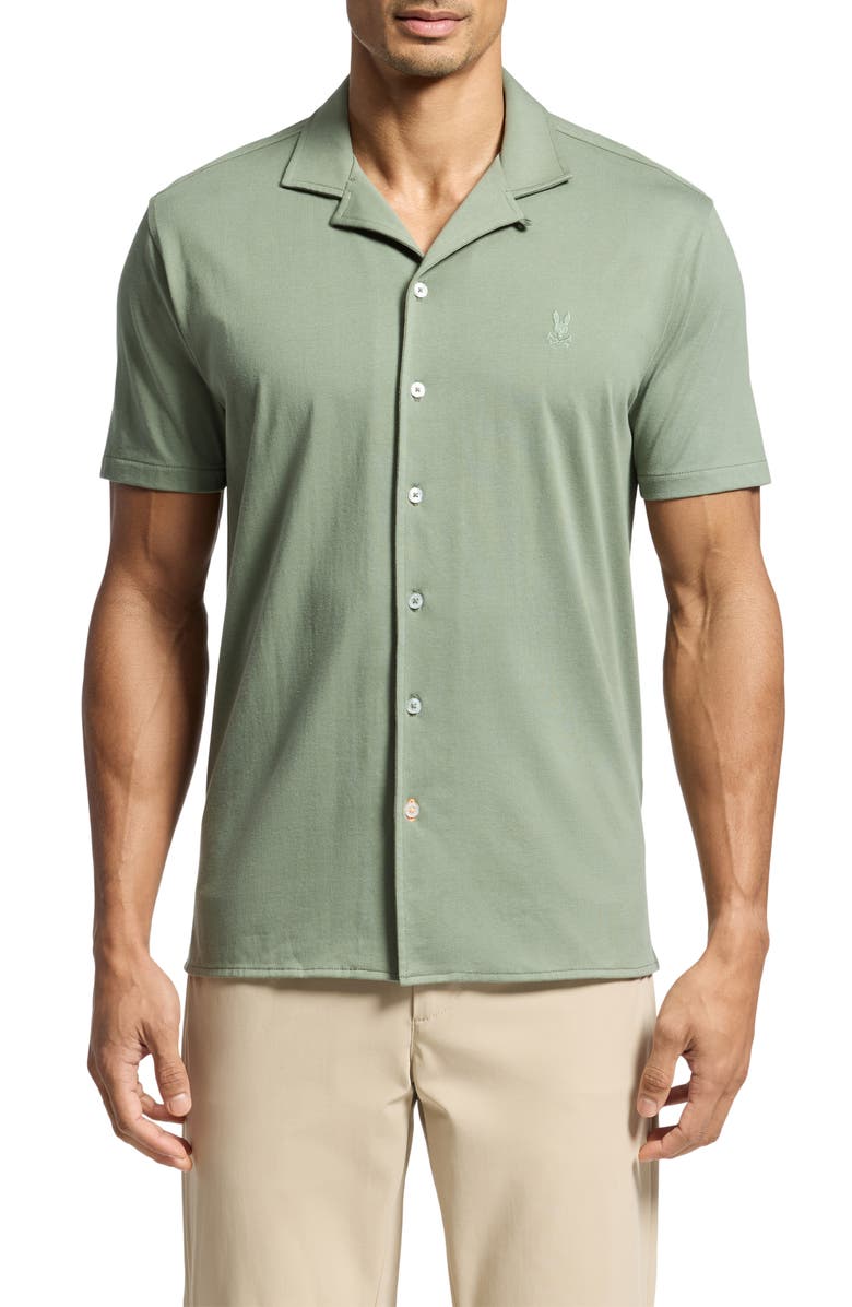 Psycho Bunny Bryan Pima Cotton Blend Camp Shirt, Main, color, 
