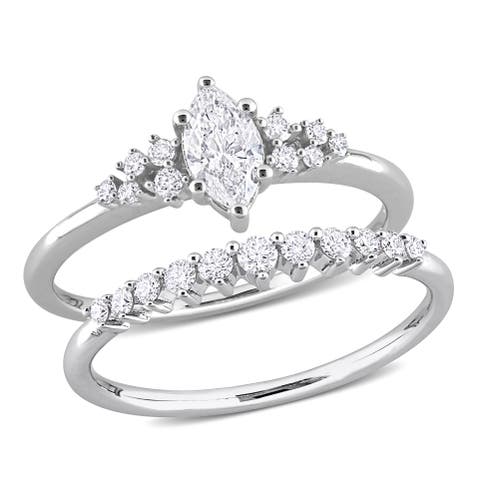 Diamond Marquise Bridal Ring Set 14k