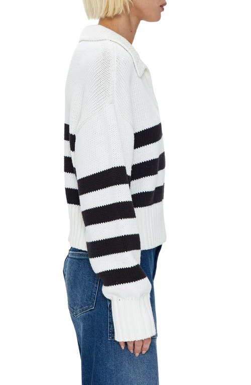 Pistola Arlo Stripe Cotton Polo Sweater In Midnight Cream Stripe