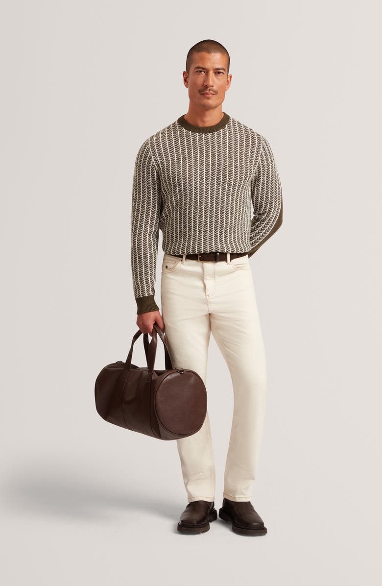 Ted Baker Frankez Textured Herringbone Sweater, Alternate, color, Olive