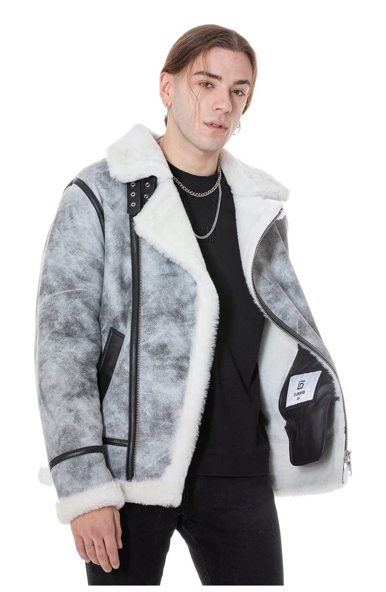 Furniq UK Andrew Marble Shearling Jacket, Alternate, color, Grey