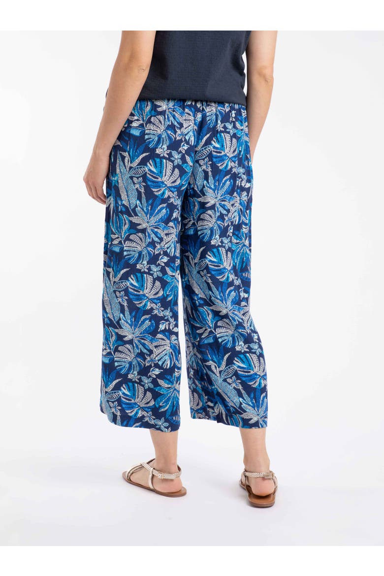 Sarita Printed Wide Leg Cropped Trousers, Alternate, color, Blue Indigo