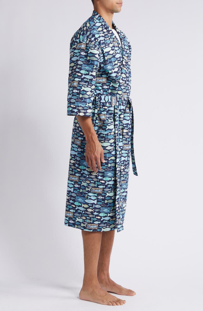 Majestic International Print Woven Robe, Alternate, color, Blue Lake