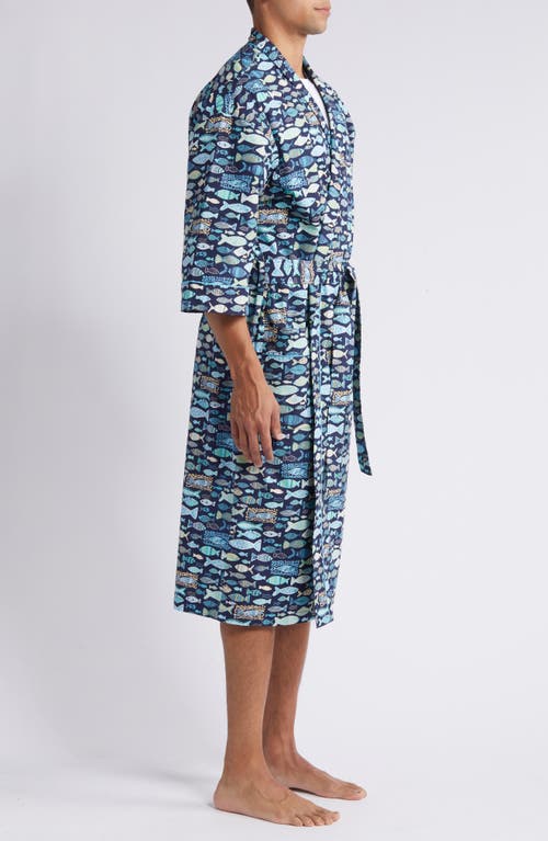Majestic International Print Woven Robe In Blue