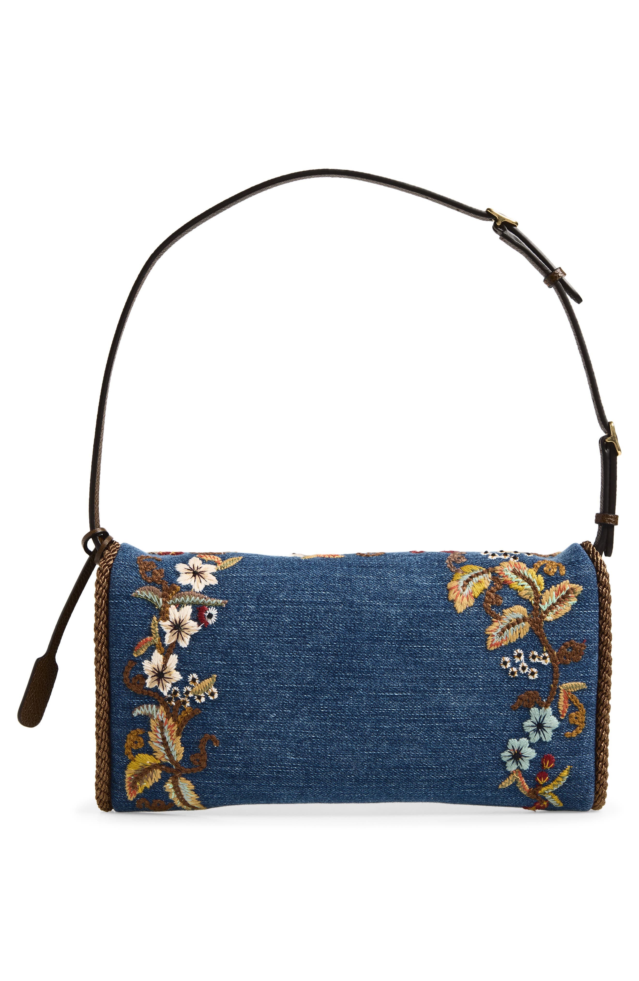 Small DeVain Embroidered Denim Shoulder Bag, Alternate, color, BLUE MULTI