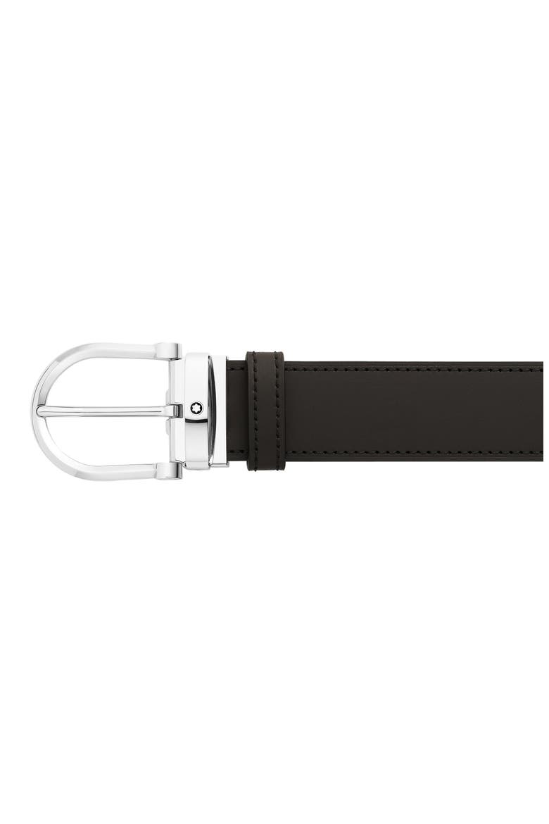 Reversible Horseshoe Buckle Leather Belt, Alternate, color, BLACK BROWN