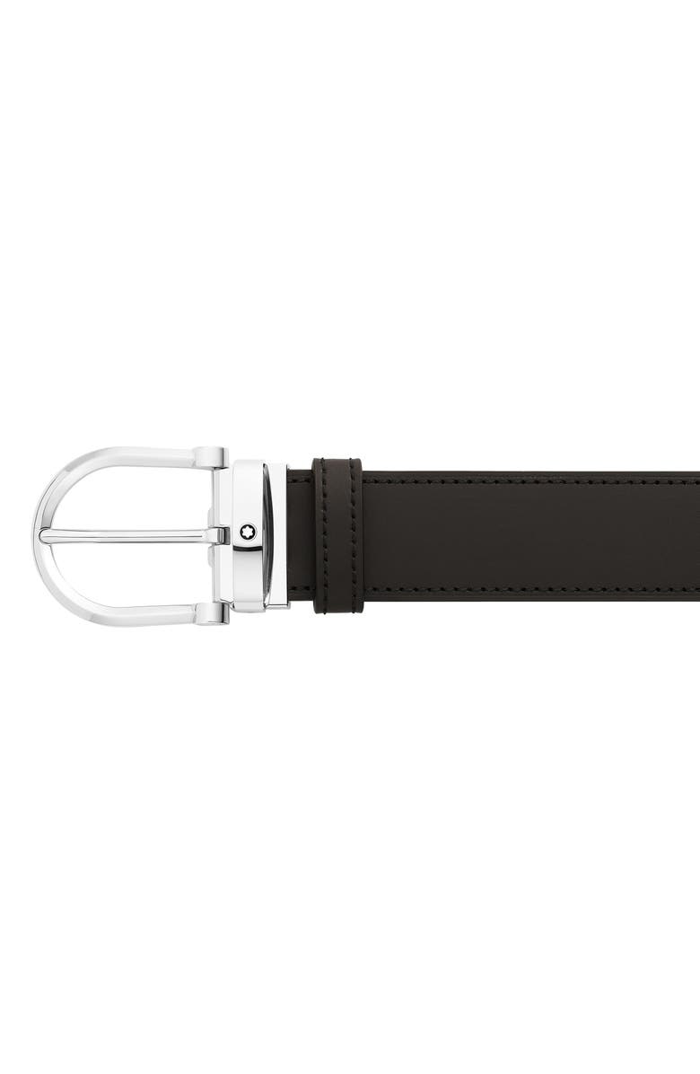 Montblanc Reversible Horseshoe Buckle Leather Belt, Alternate, color, Black Brown