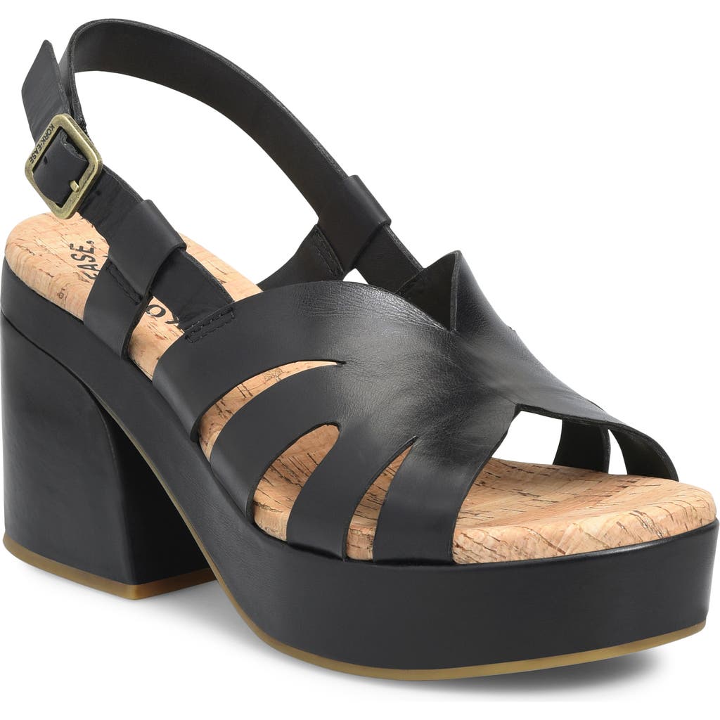Kork-ease Paschal Slingback Platform Sandal In Black Leather