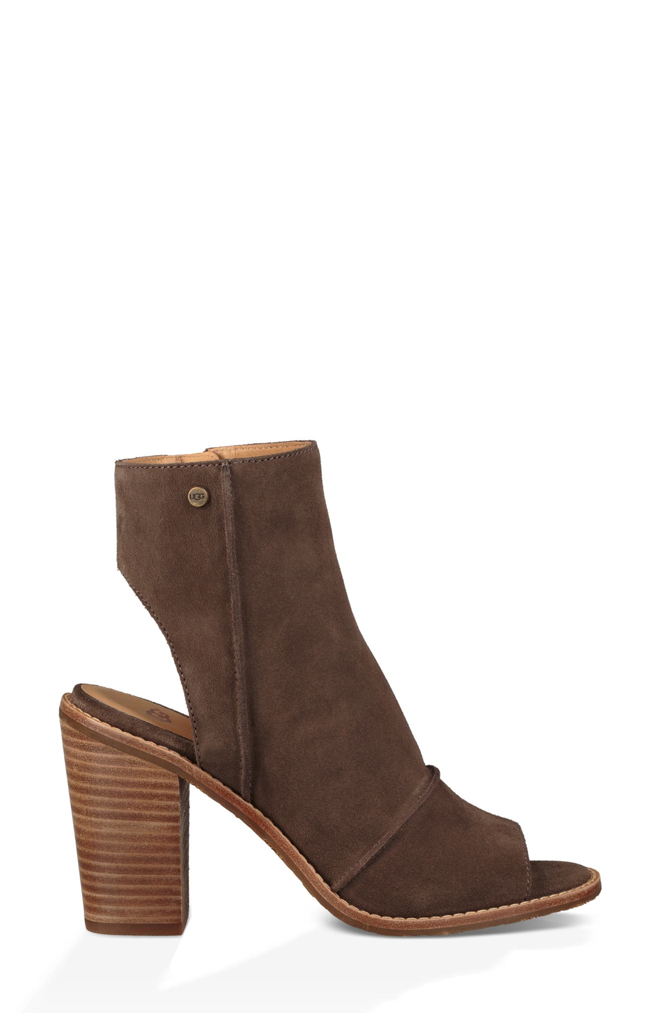 Valencia Peep Toe Bootie, Alternate, color, MYSTERIOUS LEATHER