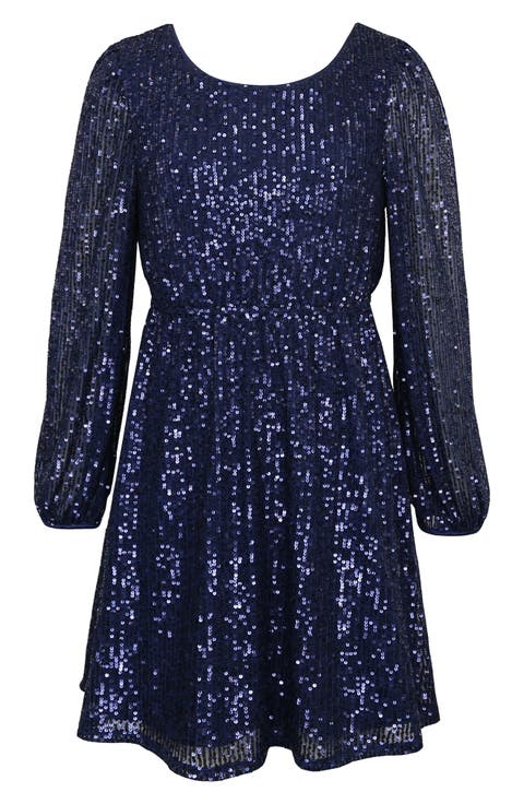 Kids' Long Sleeve Sequin Dress (Big Kid)