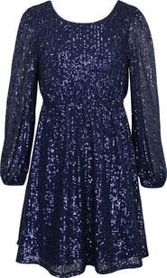 Zunie Kids' Long Sleeve Sequin Dress