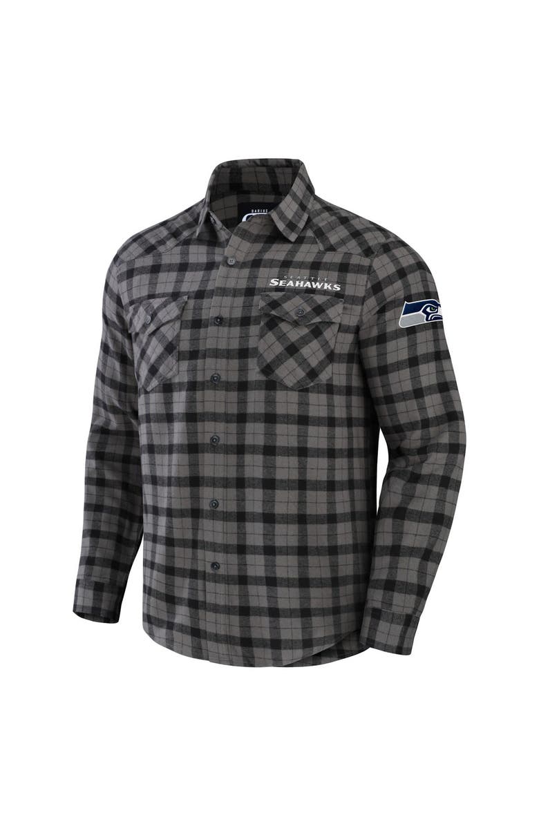 NFL X DARIUS RUCKER Men's NFL x Darius Rucker Collection by Fanatics Gray Seattle Seahawks Flannel Long Sleeve Button-Up Shirt, Alternate, color, 