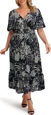 Kensie Smocked Waist Satin Yoryu Midi Dress