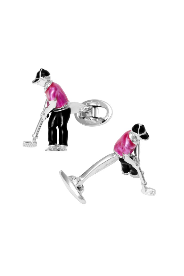 Putting Golfer Sterling Cufflinks, Alternate, color, Pink