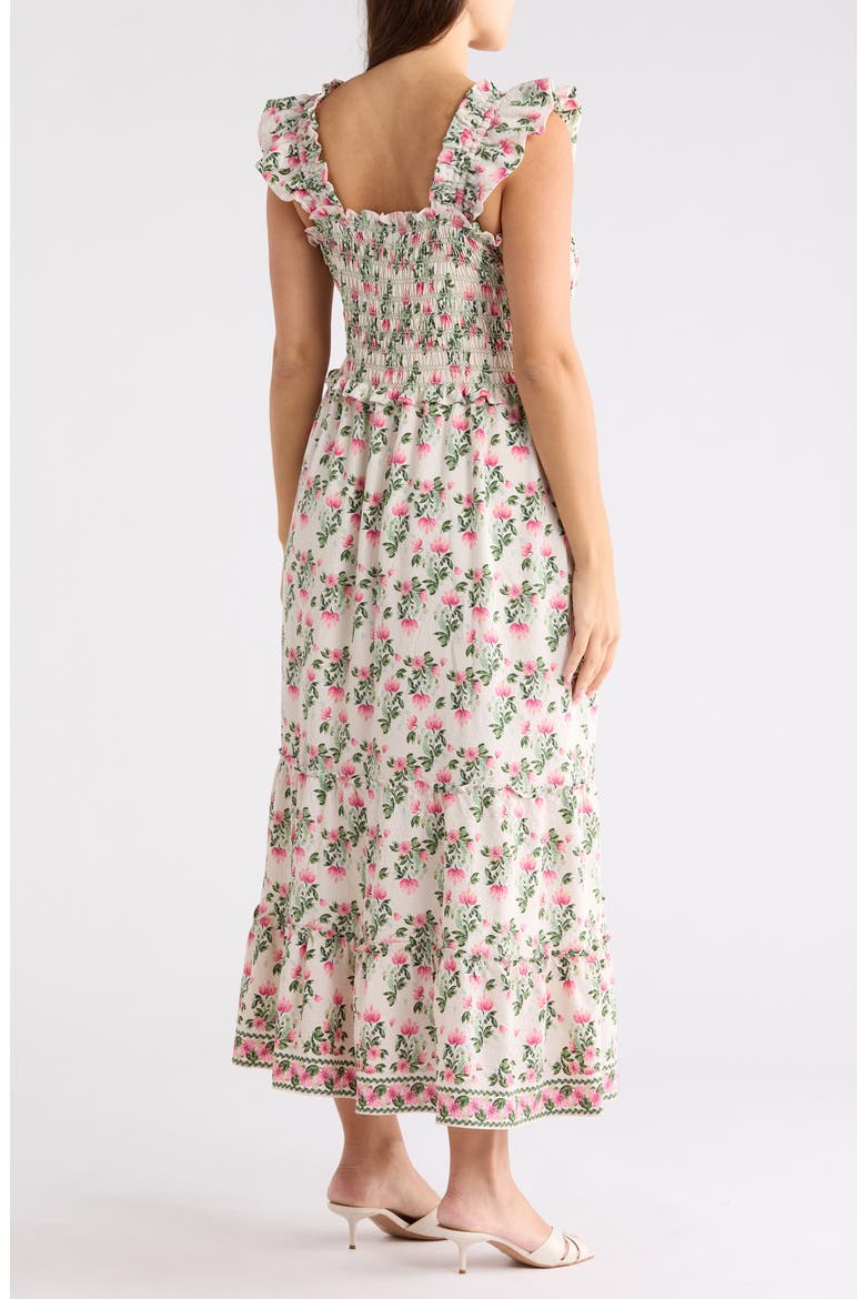 Floral Flutter Sleeve Maxi Dress, Alternate, color, ECRU/ PINK SUMMER BLOOMS