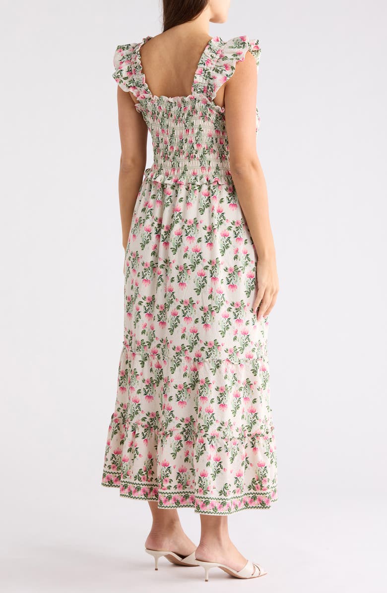 MAX STUDIO Floral Flutter Sleeve Maxi Dress, Alternate, color, Ecru/ Pink Summer Blooms