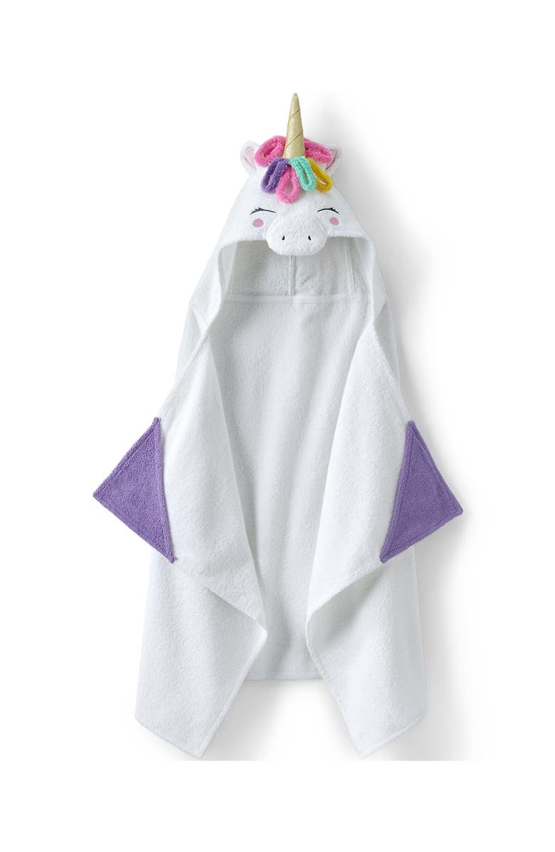 Lands' End Kids Cotton Hooded Towel, Alternate, color, Happy Unicorn