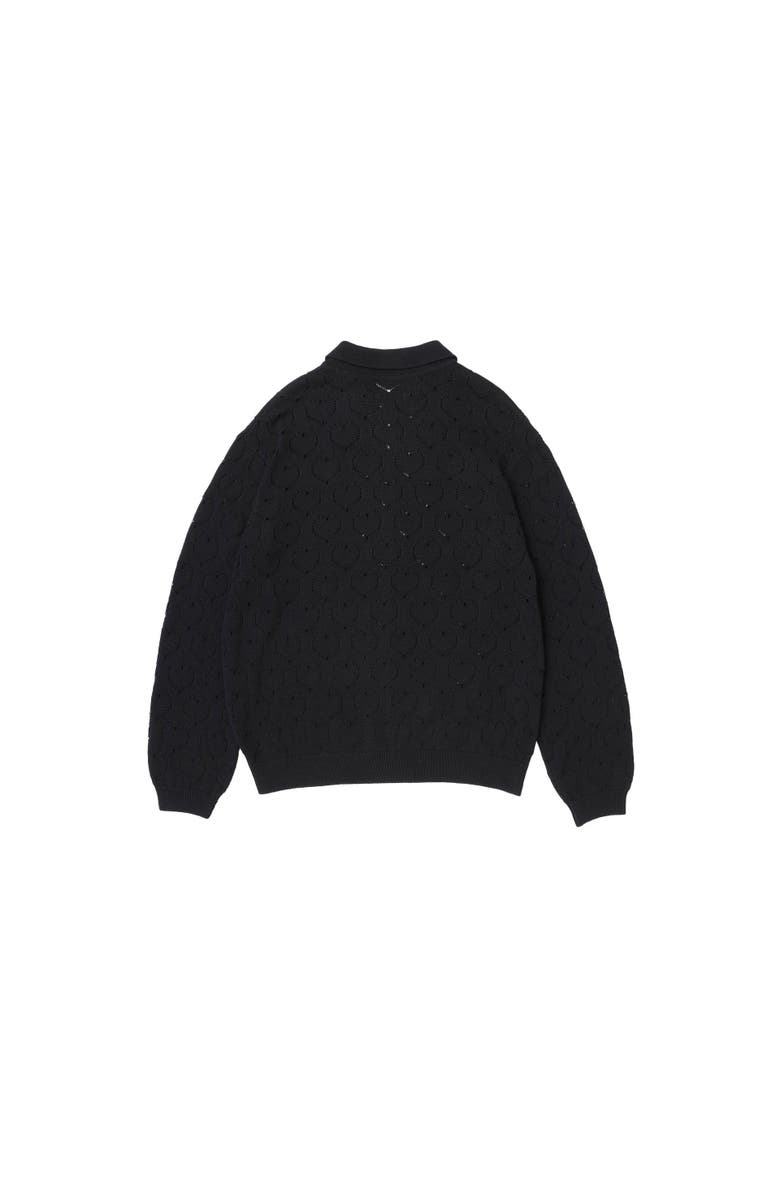 vowels Eyelet Knitted Zip-Up, Alternate, color, Black