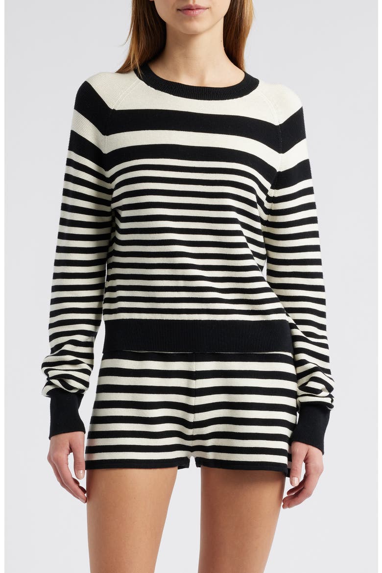 The Manny Stripe Cotton Sweater, Main, color, NOIR / BRULE STRIPE