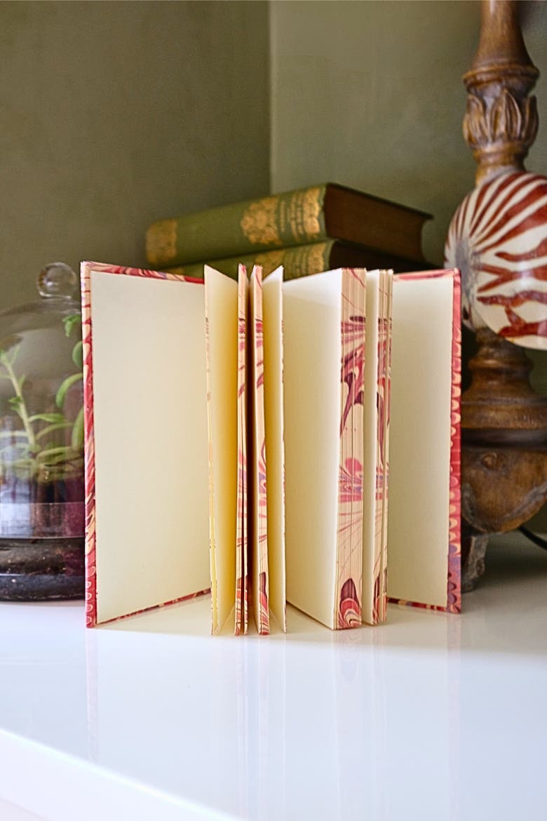 Hand-Marbled Hardcover Notebook, Alternate, color, Florentine Pink