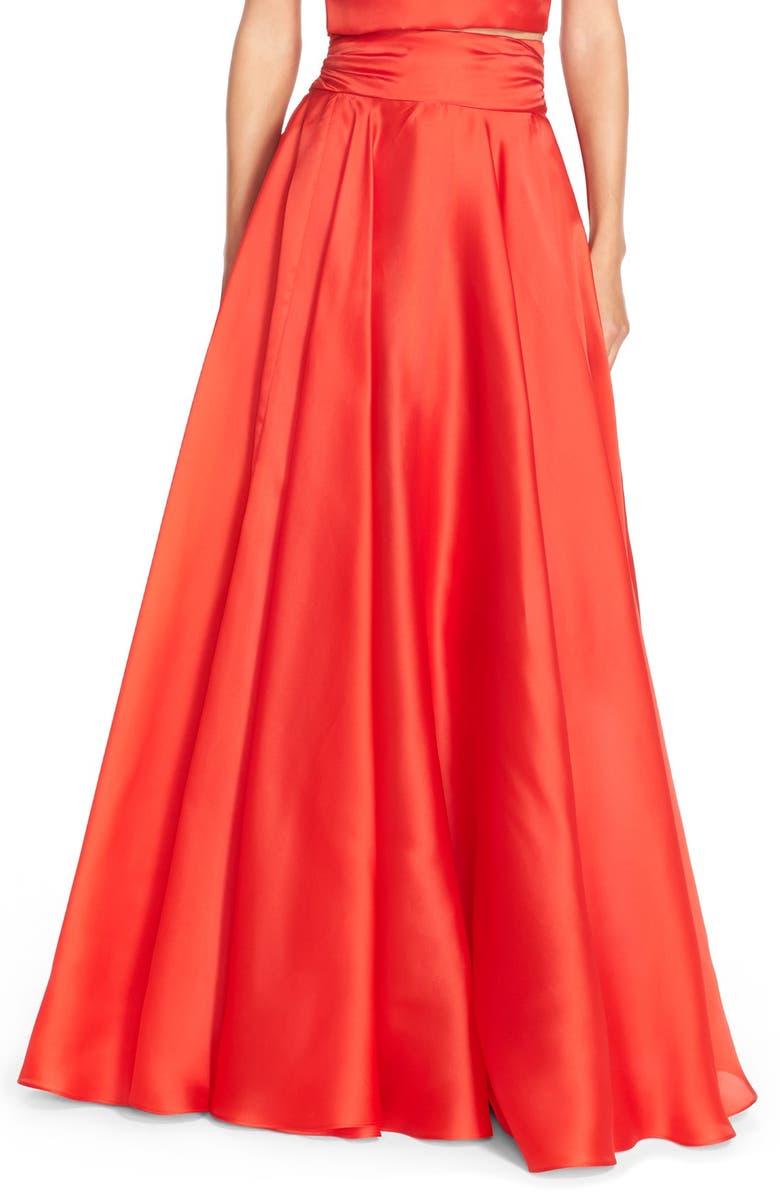 Milly Silk Satin Bow Back Ball Skirt, Main, color, 