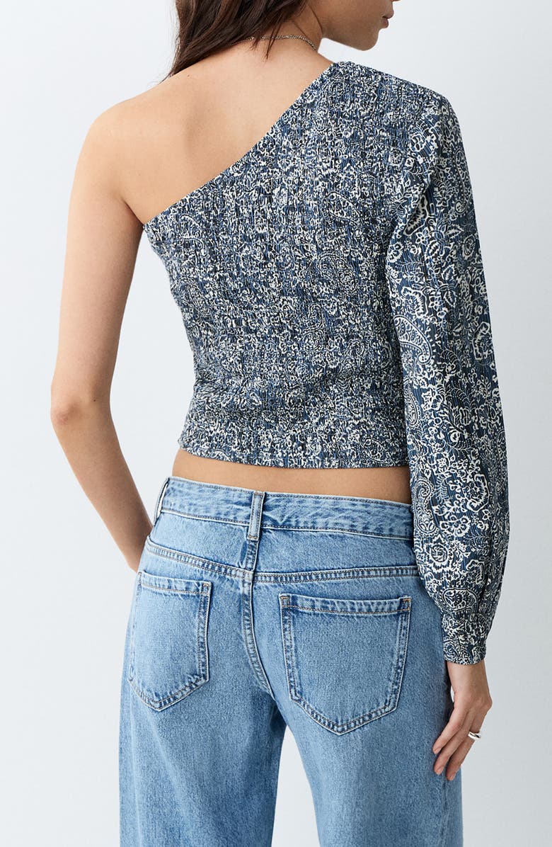 MANGO TEEN Abstract Paisley Print One Shoulder Crop Top, Alternate, color, 
