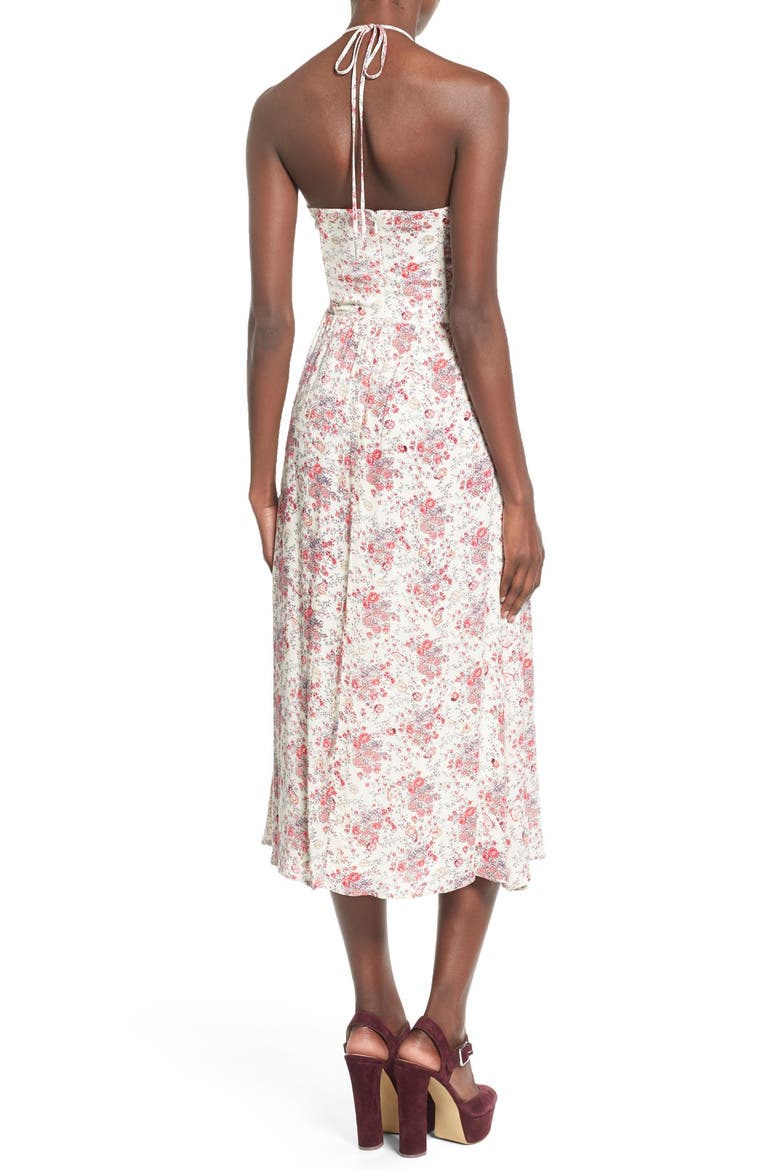 Floral Print Halter Midi Dress, Alternate, color, GARDEN PRINT