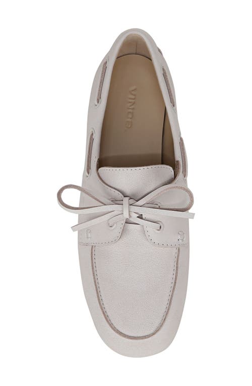Vince Marin Leather Boat Loafers In White