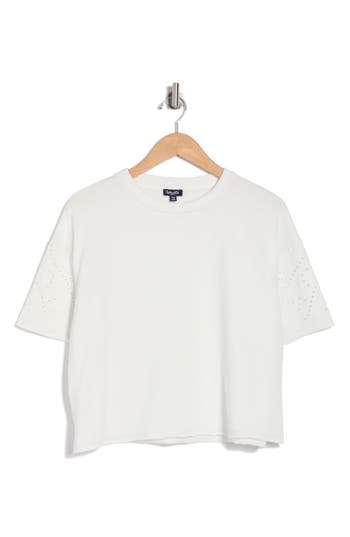Splendid Raylee Eyelet Sweatshirt In Paper